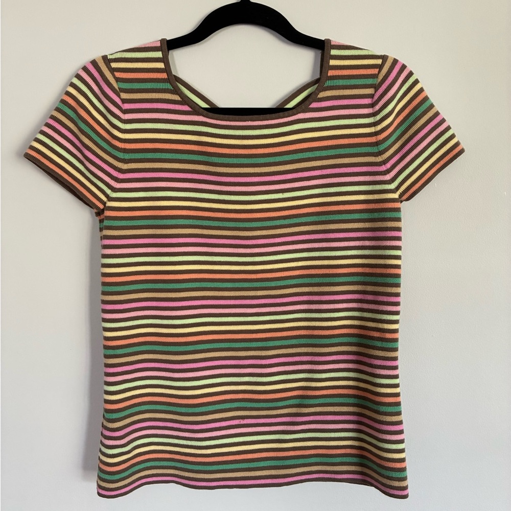 Talbots Multicolor Striped Short Sleeve Top